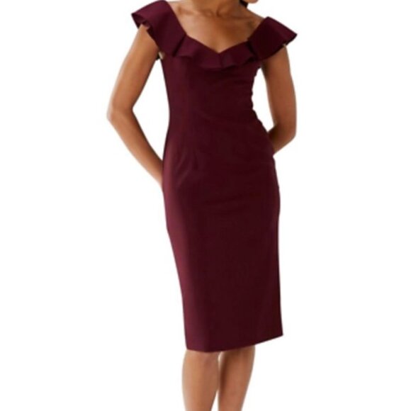 ASOS Red Sheath Midi Dress – Women’s Cocktail & Evening Dress (NWT) - Picture 1 of 6